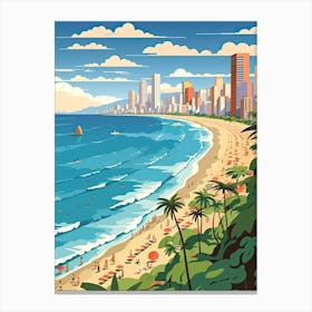 Ipanema Beach, Brazil, Flat Illustration 3 Canvas Print
