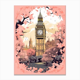 Big Ben, London   Cute Botanical Illustration Travel 7 Canvas Print