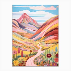Rainbow Mountain Peru Hike Illustration Canvas Print