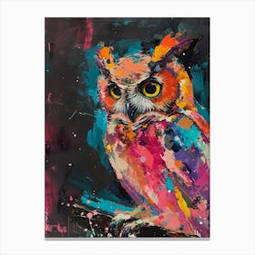 Kitsch Colourful Owl Collage 1 Canvas Print