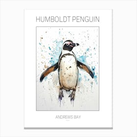 Humboldt Penguin Andrews Bay Watercolour Painting 1 Poster Canvas Print