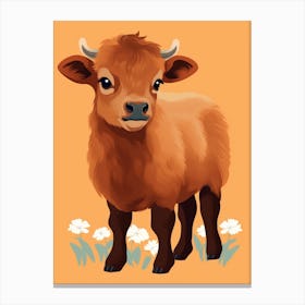 Baby Animal Illustration  Bison 3 Canvas Print