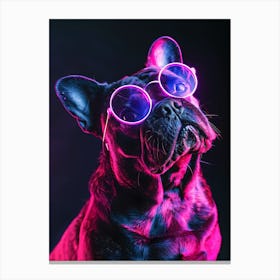 Beautiful Dog Under Neon Lights 19 Canvas Print