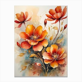 A Bunch Of Blooming Flowers Painting (15) Canvas Print