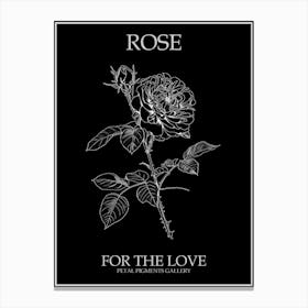 Black And White Rose Line Drawing 5 Poster Inverted Canvas Print
