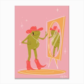 Cowboy Frog In The Mirror Canvas Print