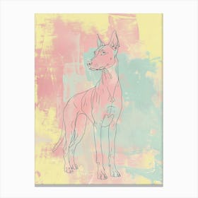 Pastel Pinscher Dog Line Illustration Canvas Print