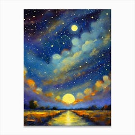 Moonlight Over A River 1 Canvas Print