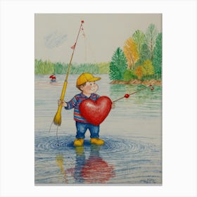 Fishing With A Heart Canvas Print