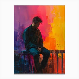 Man Sitting On A Bench Canvas Print