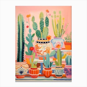 Cactus Painting Maximalist Still Life Cactus Canvas Print