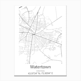 Watertown Town,United States Minimalist Map Stampe su tela