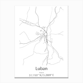 Luban,Poland Minimalist Map Canvas Print