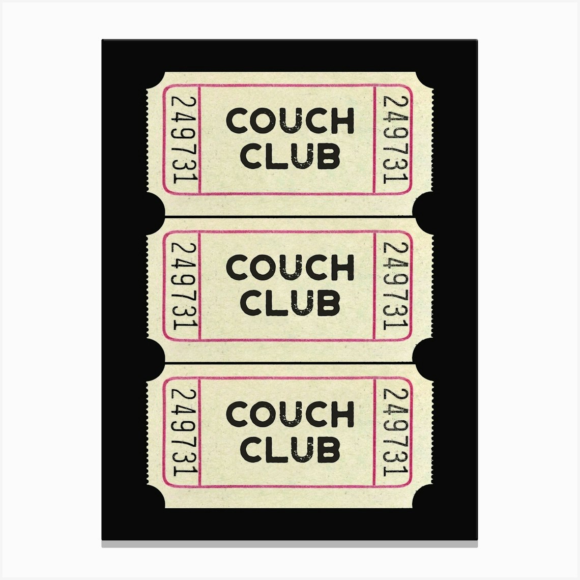 Couch Club Retro Ticket Canvas Print by KIKIANDNIM