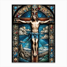 Stained Glass Jesus on Cross #1 Canvas Print