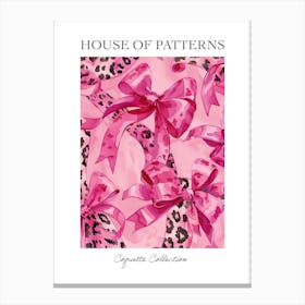 Pink Animal Print Bow Pattern Poster Canvas Print