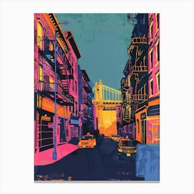 Astoria New York Colourful Silkscreen Illustration 3 Canvas Print