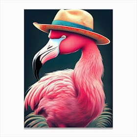 Flamingo In Hat Canvas Print