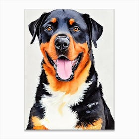 Rottweiler 2 Watercolour dog Canvas Print