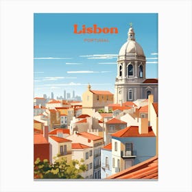 Lisbon Portugal Townscape Travel Art Illustration Canvas Print