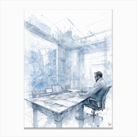 Man At Desk Canvas Print