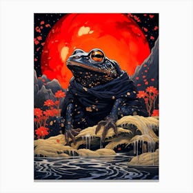 Frog Red Moon Canvas Print