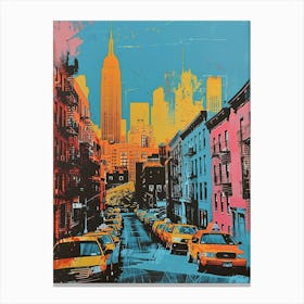 East Village New York Colourful Silkscreen Illustration 1 Canvas Print