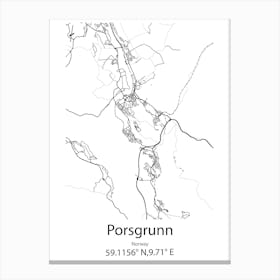 Porsgrunn,Norway Minimalist Map Canvas Print