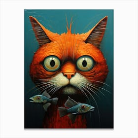 Cat With Fishes Canvas Print