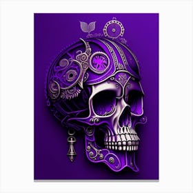 Skull With Steampunk Details 1 Purple Line Drawing Canvas Print