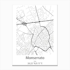 Monserrato,Italy Minimalist Map Canvas Print