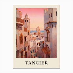 Tangier Morocco 4 Vintage Pink Travel Illustration Poster Canvas Print
