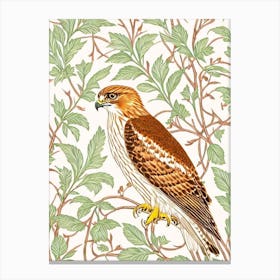 Red Tailed Hawk William Morris Style Bird Canvas Print