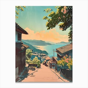 Kobe Japan 4 Retro Illustration Canvas Print