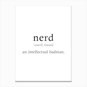 Nerd Definition Poster - Dictionary Canvas Print