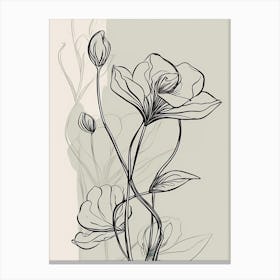 Lilies Line Art Flowers Illustration Neutral 15 Canvas Print