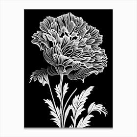 Carnation Leaf Linocut 1 Canvas Print