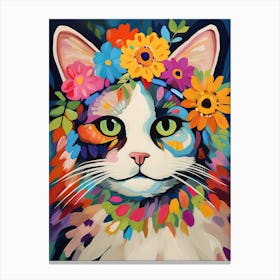 Ragdoll Cat With A Flower Crown Painting Matisse Style 4 Canvas Print