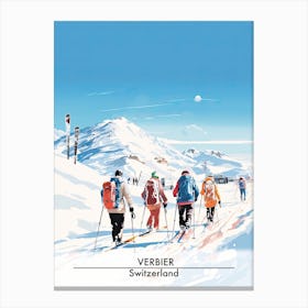 Verbier   Switzerland, Ski Resort Poster Illustration 3 Canvas Print