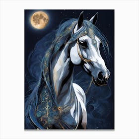 Horse With Moon Canvas Print