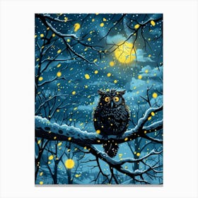 Owl In The Snow Canvas Print