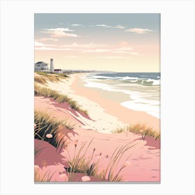 An Illustration In Pink Tones Of Outer Banks Beach North Carolina 2 Canvas Print