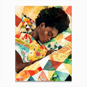 Girl In Bed illustration Canvas Print