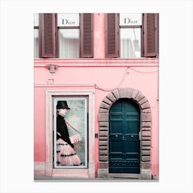 Fashion Door In Pink, Rome Canvas Print