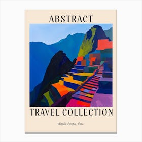 Abstract Travel Collection Poster Machu Picchu Peru 1 Canvas Print