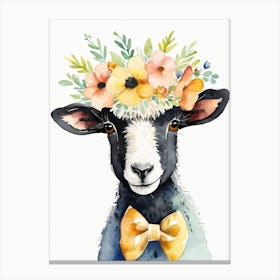 Baby Blacknose Sheep Flower Crown Bowties Animal Nursery Wall Art Print (7) Canvas Print