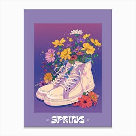 Spring Poster Retro Sneakers With Flowers 90s Illustration 2 Canvas Print