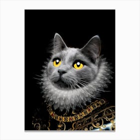 Grey Betty The Cat In Armor Pet Portraits Canvas Print
