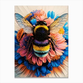 Bee On Flowers Canvas Print