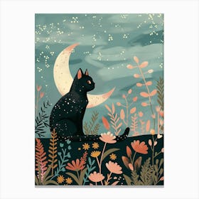 Black Cat In The Moonlight Canvas Print